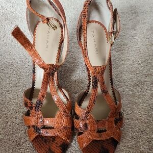 Orange snakeskin sandals